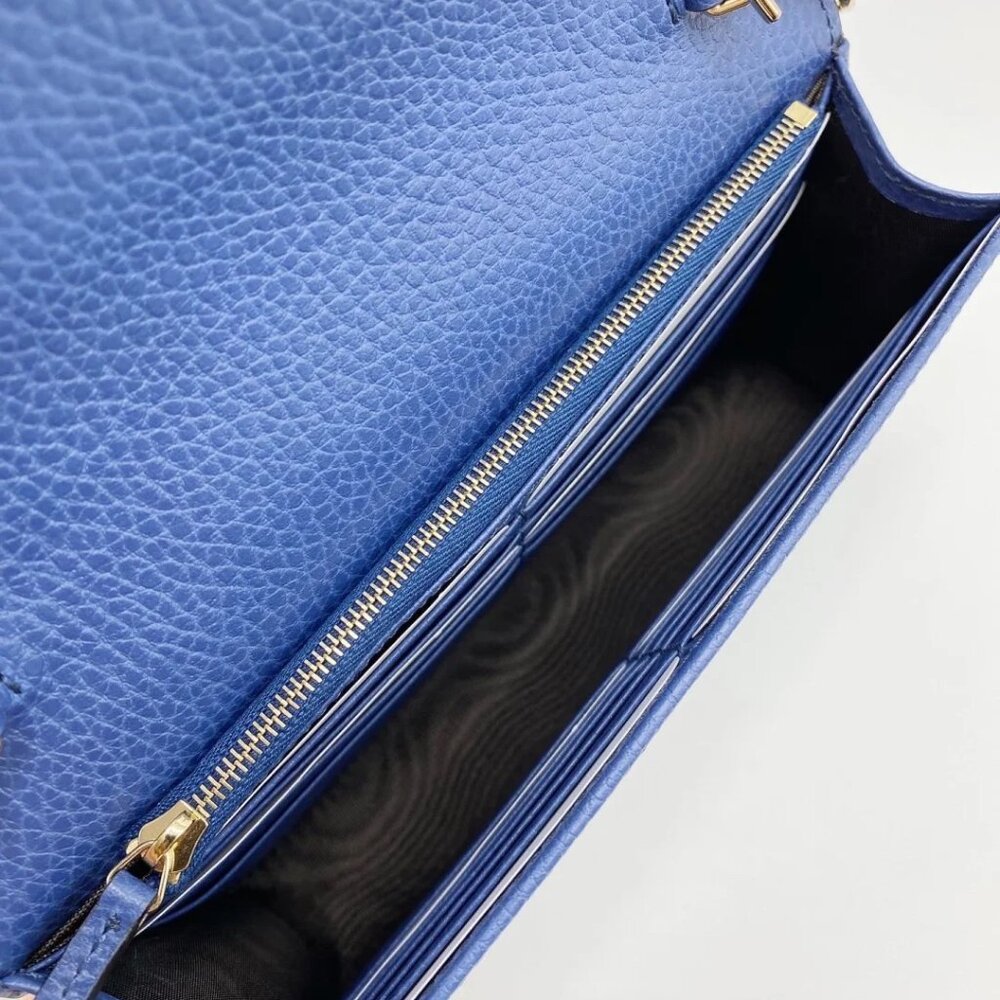 NIB Gucci Interlocking GG Wallet On Chain (18 Card Slot) Blue - Picture 4 of 4